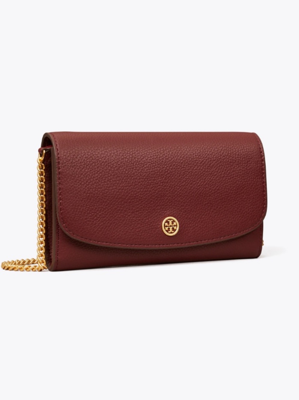 Tory Burch Robinson Pebble Chain Wallet Convertible Crossbody, Crossbody, Claret